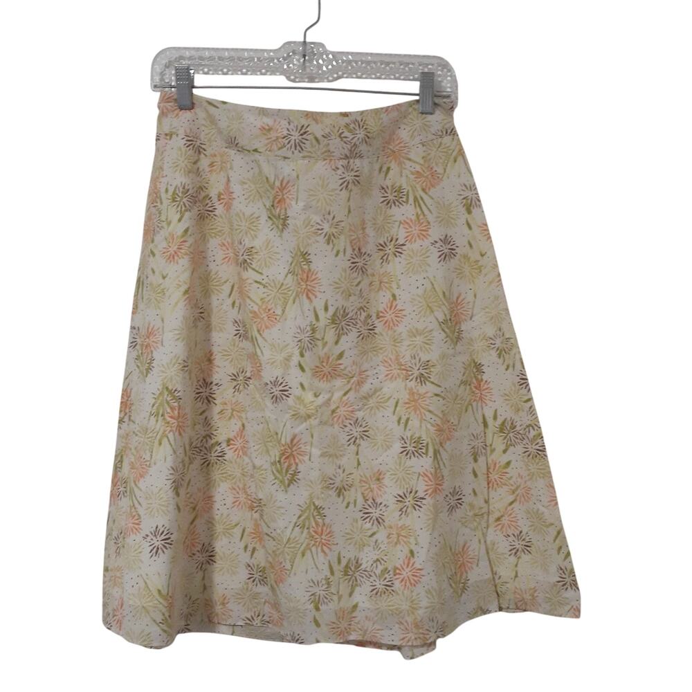 Sigrid Olsen Women’s Floral Print Cotton A-Line Skirt Size 12